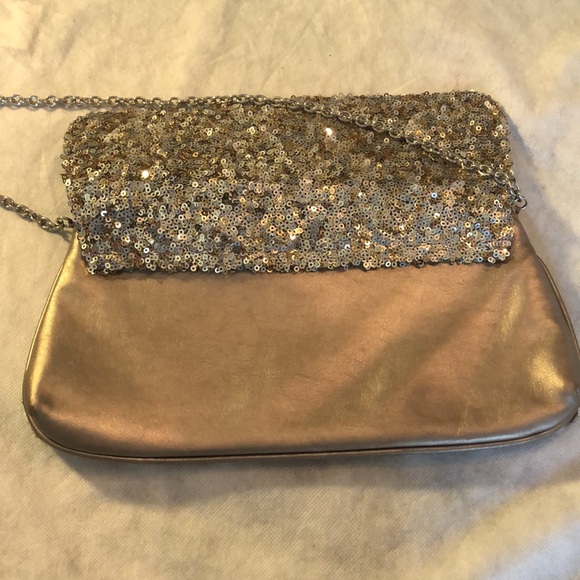Expressions NYC Sequins & Zebra printed Cow fur Lined envelope shoulder clutch - Picture 3 of 10